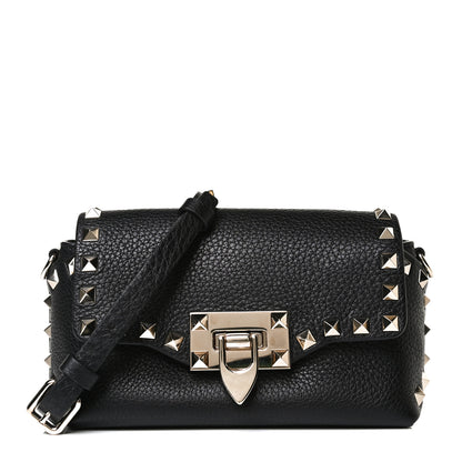 Valentino Garavani Pebbled Calfskin Mini Rockstud Crossbody Bag Black 1 of 12