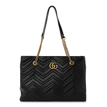 Gucci Vintage Calfskin Matelasse Medium GG Marmont Slim Tote Black 1 of 10