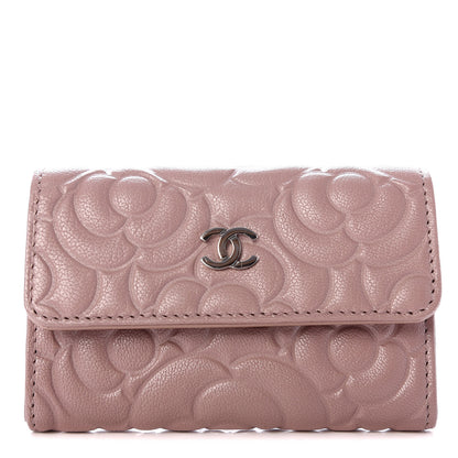 Chanel Goatskin Camellia Embossed Card Holder Wallet Light Pink 1 of 9