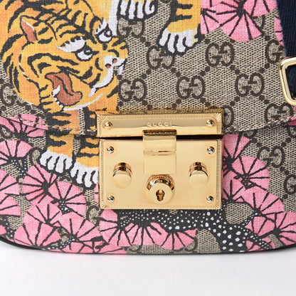 Gucci GG Supreme Monogram Bengal Web Medium Padlock Messenger Shoulder Bag Beige Pink 9 of 9