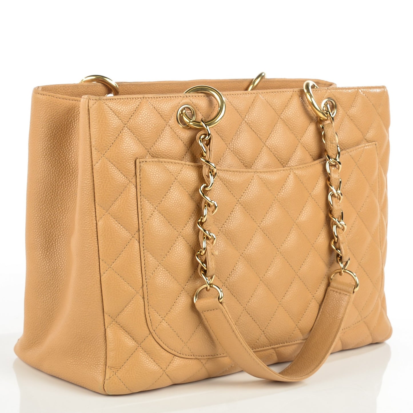 Caviar Quilted Grand Shopping Tote GST Beige
