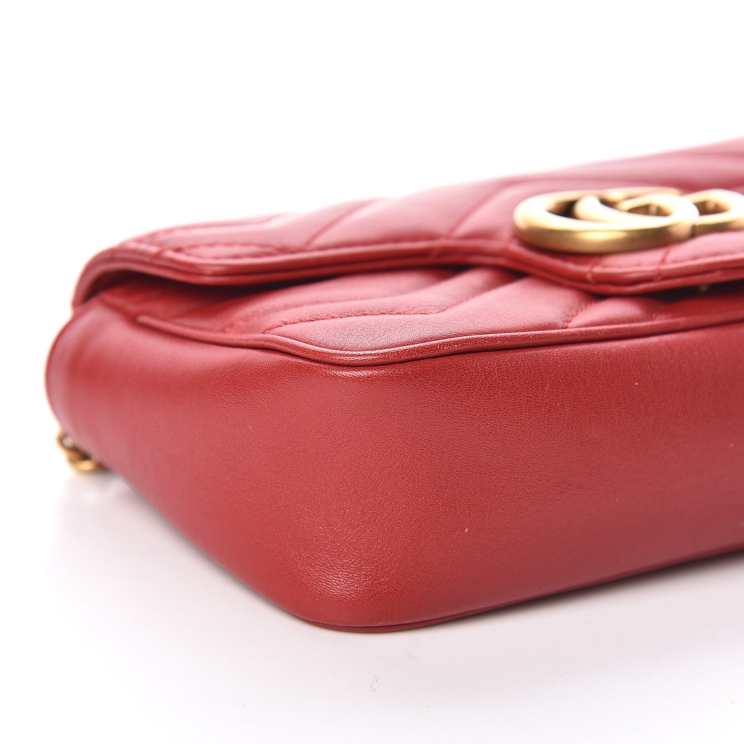 Gucci Calfskin Matelasse Super Mini GG Marmont Shoulder Bag Hibiscus Red 8 of 11