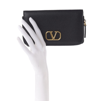 Valentino Garavani Grained Calfskin Vlogo Zip Around Wallet Black 2 of 8