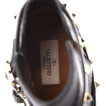 Valentino Garavani Pebbled Calfskin Rockstud Double Buckle 100mm Ankle Boots 38.5 Black 8 of 9