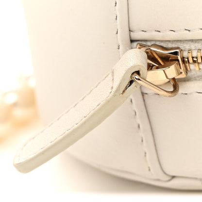Chanel Calfskin Quilted Pearl Round Clutch With Chain White 11 of 13
