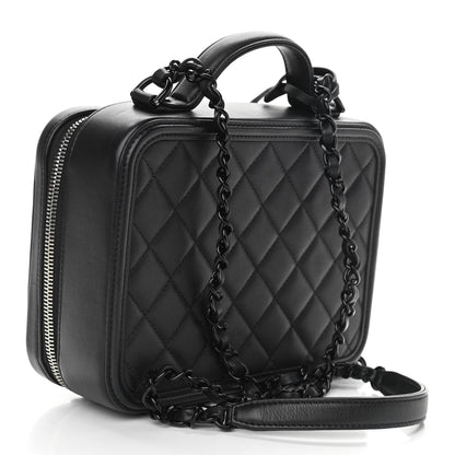 Chanel Lambskin Quilted Medium CC Filigree Vanity Case Black 3 of 11