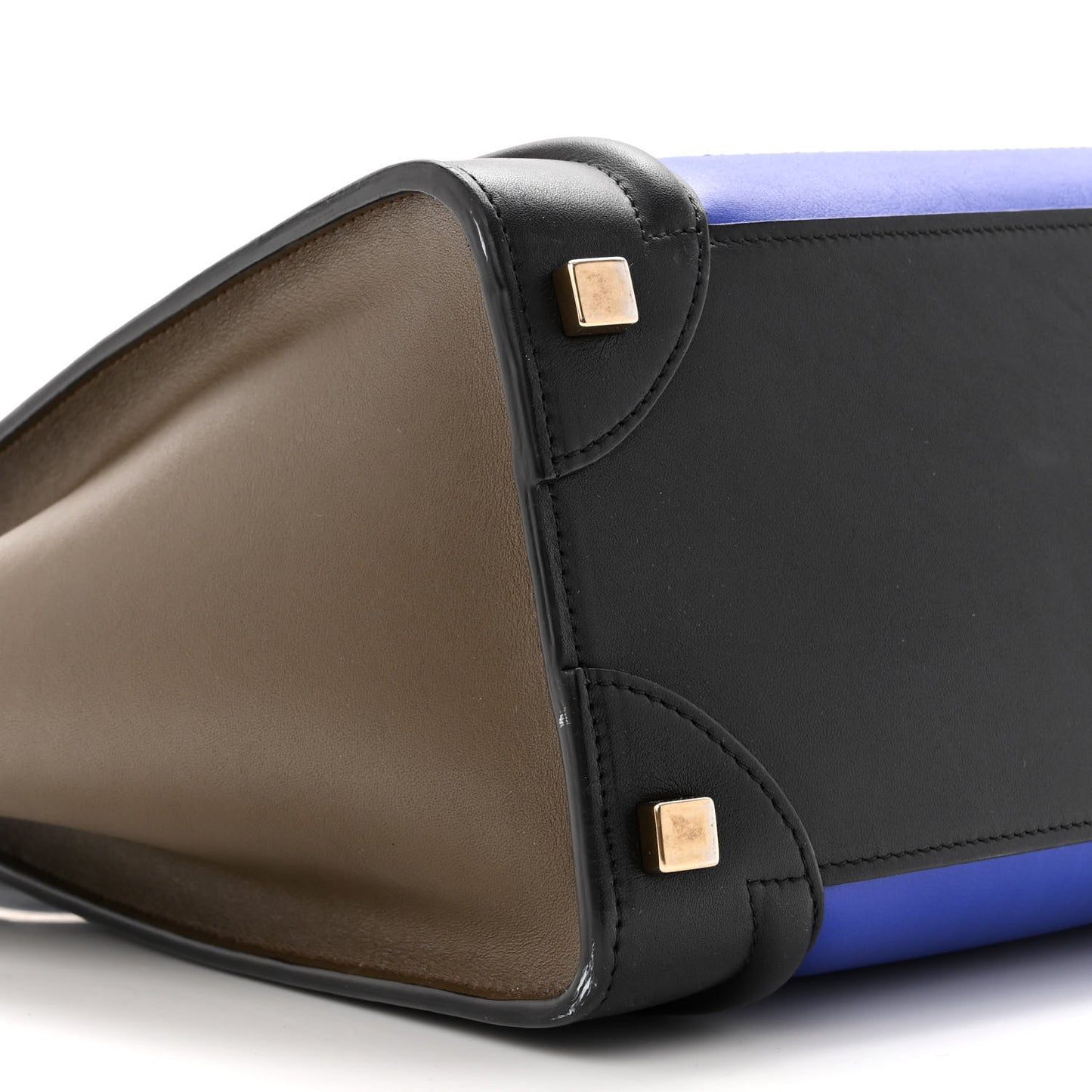 Drummed Calfskin Micro Tri-Color Luggage Indigo