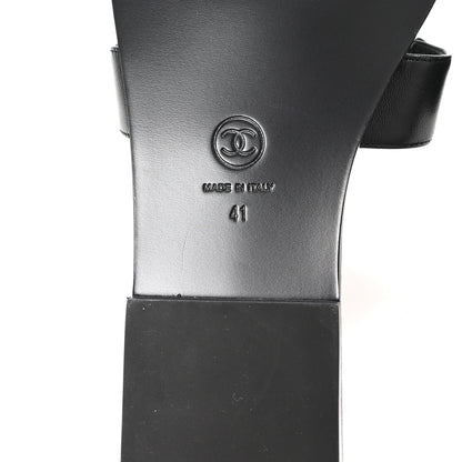 Chanel Lambskin CC Cut Out Mules Sandals 41 Black 7 of 9