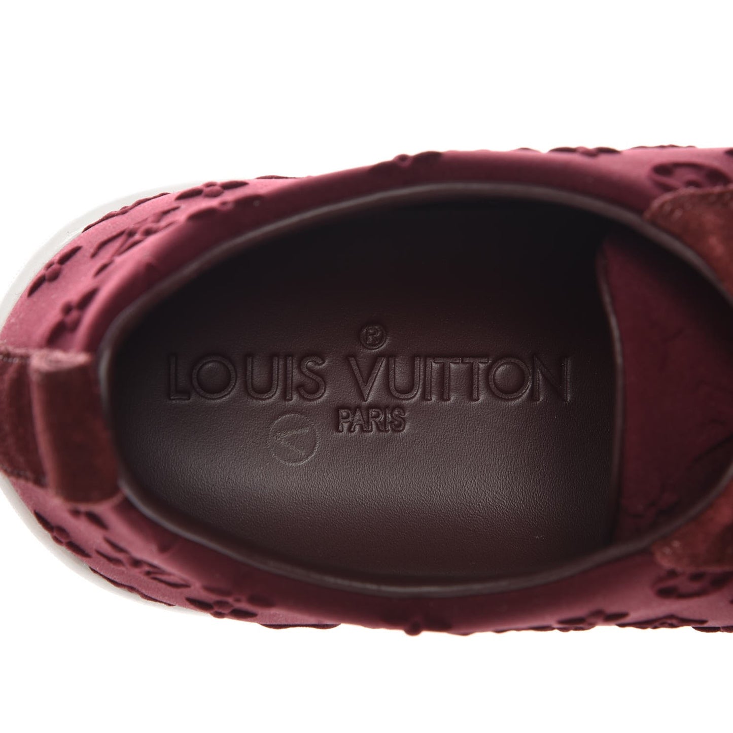 Neoprene Suede Embossed Monogram Stellar Low Top Sneakers 35 Burgundy
