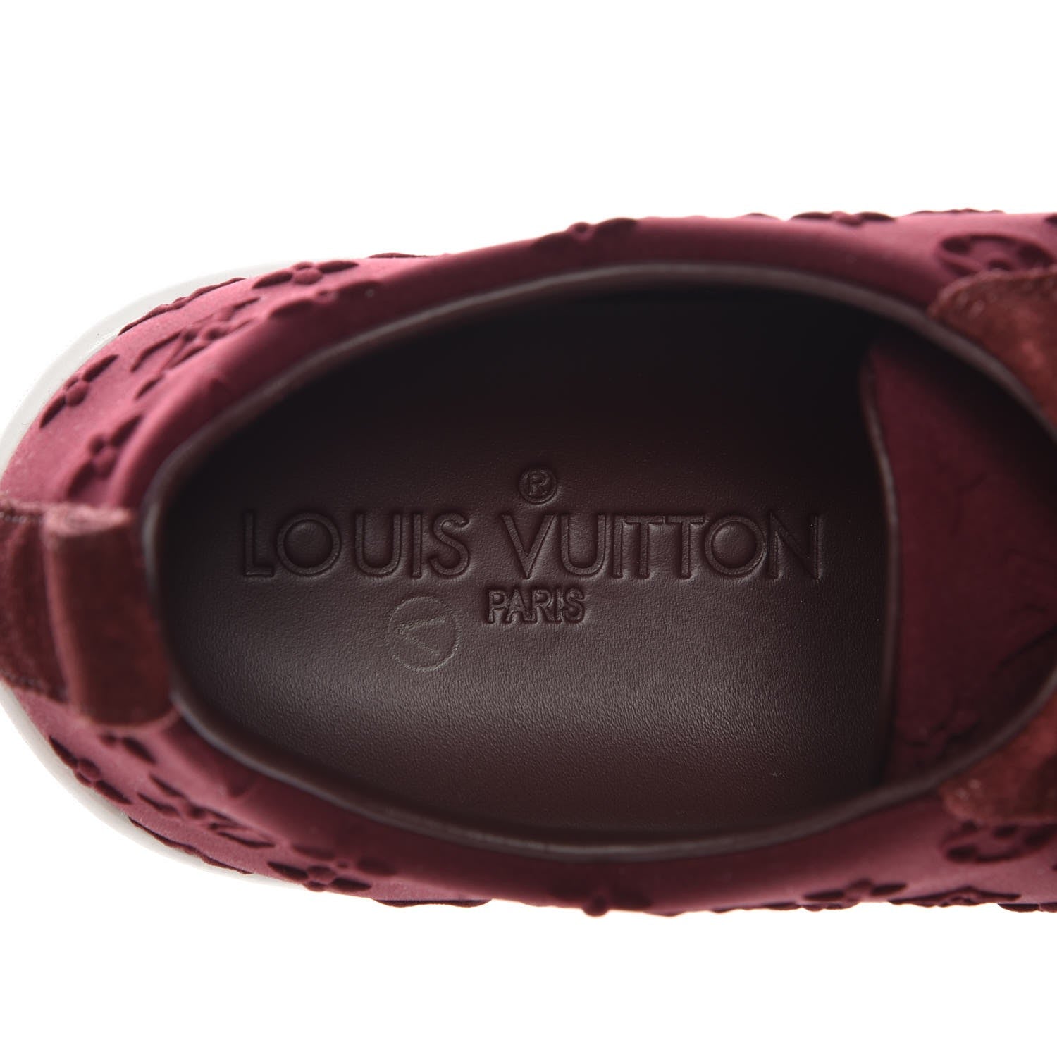 Louis Vuitton Neoprene Suede Embossed Monogram Stellar Low Top Sneakers 35 Burgundy 8 of 9
