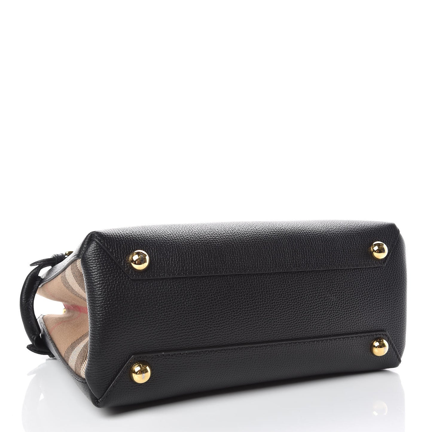 Grainy Calfskin House Check Small Banner Tote Black