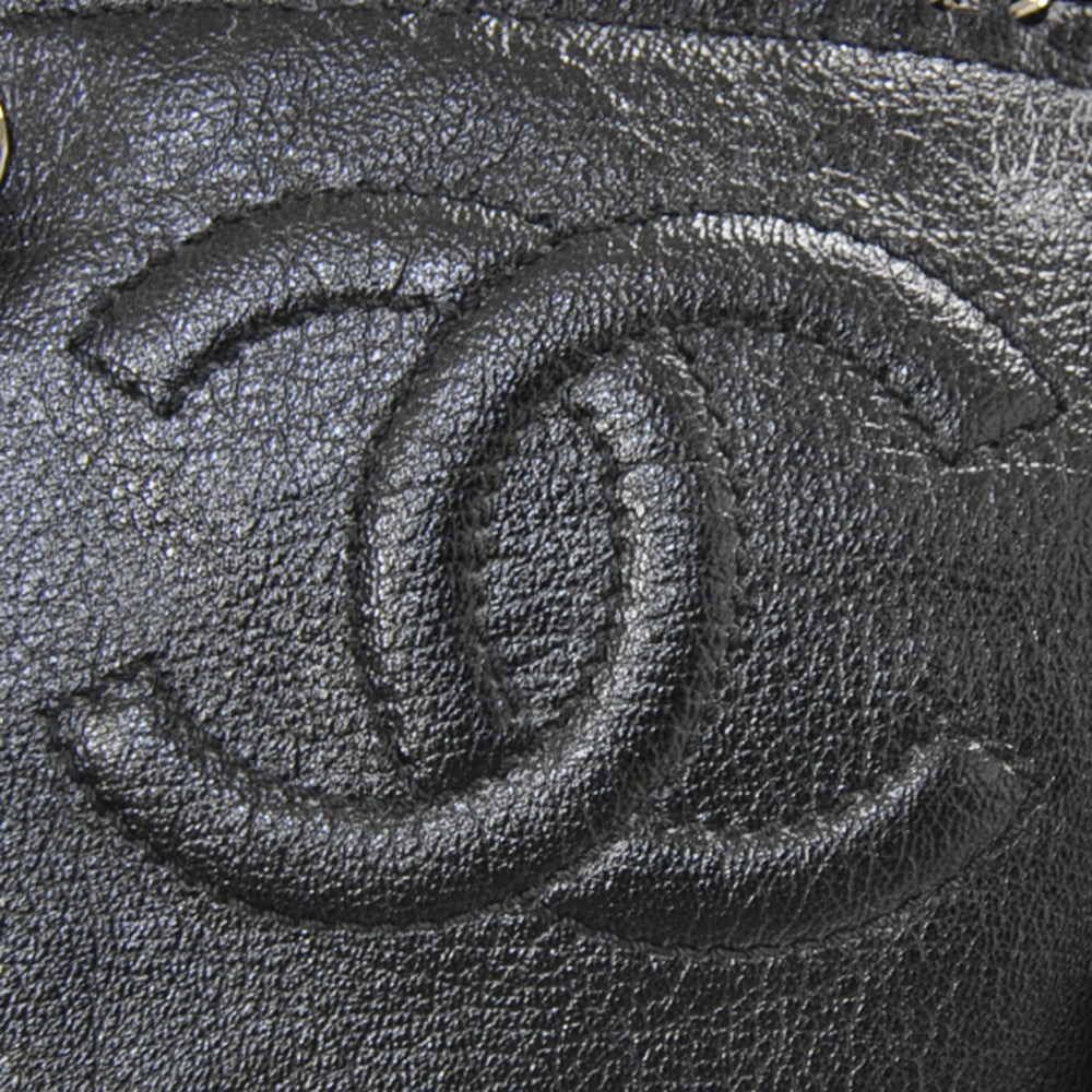 Chanel Leather Luxe Ligne Medium Bowler Metallic Black 10 of 10