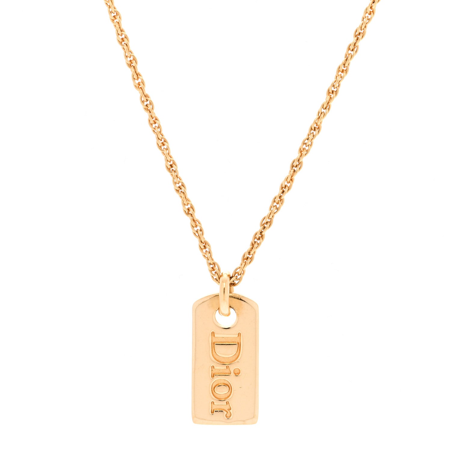 Christian Dior Logo Tag Choker Necklace Gold 4 of 6