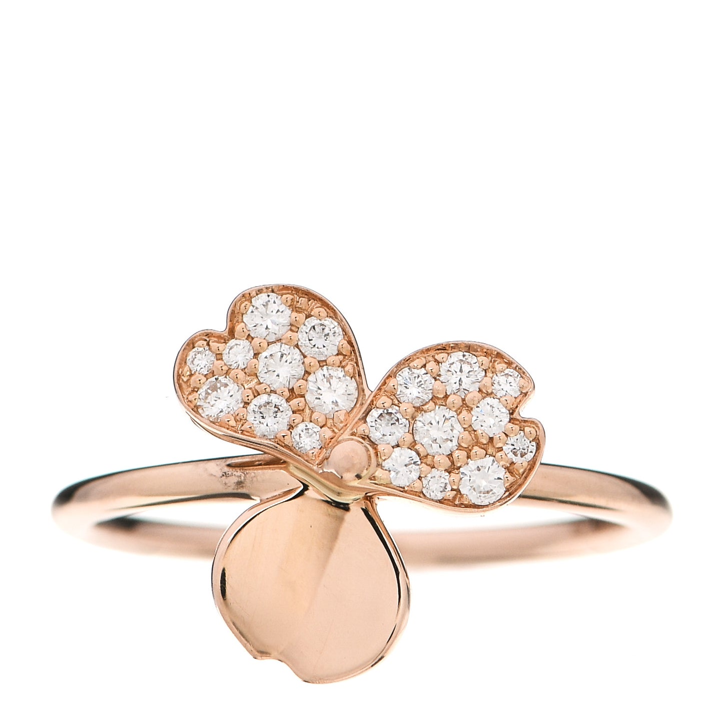 18K Rose Gold Diamond Paper Flowers Ring 54 7