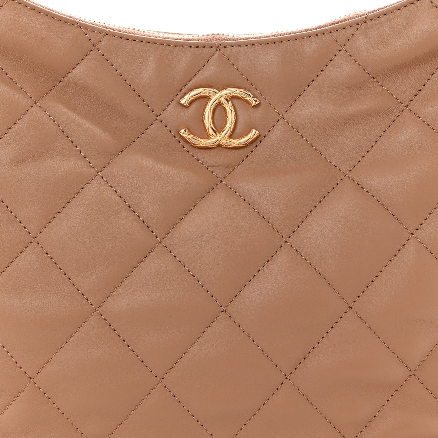 Lambskin Quilted Hobo Beige