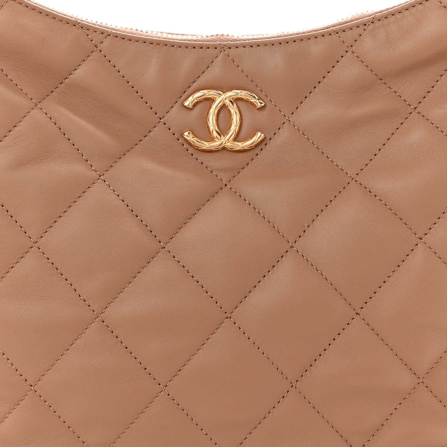 Chanel Lambskin Quilted Hobo Beige 8 of 10