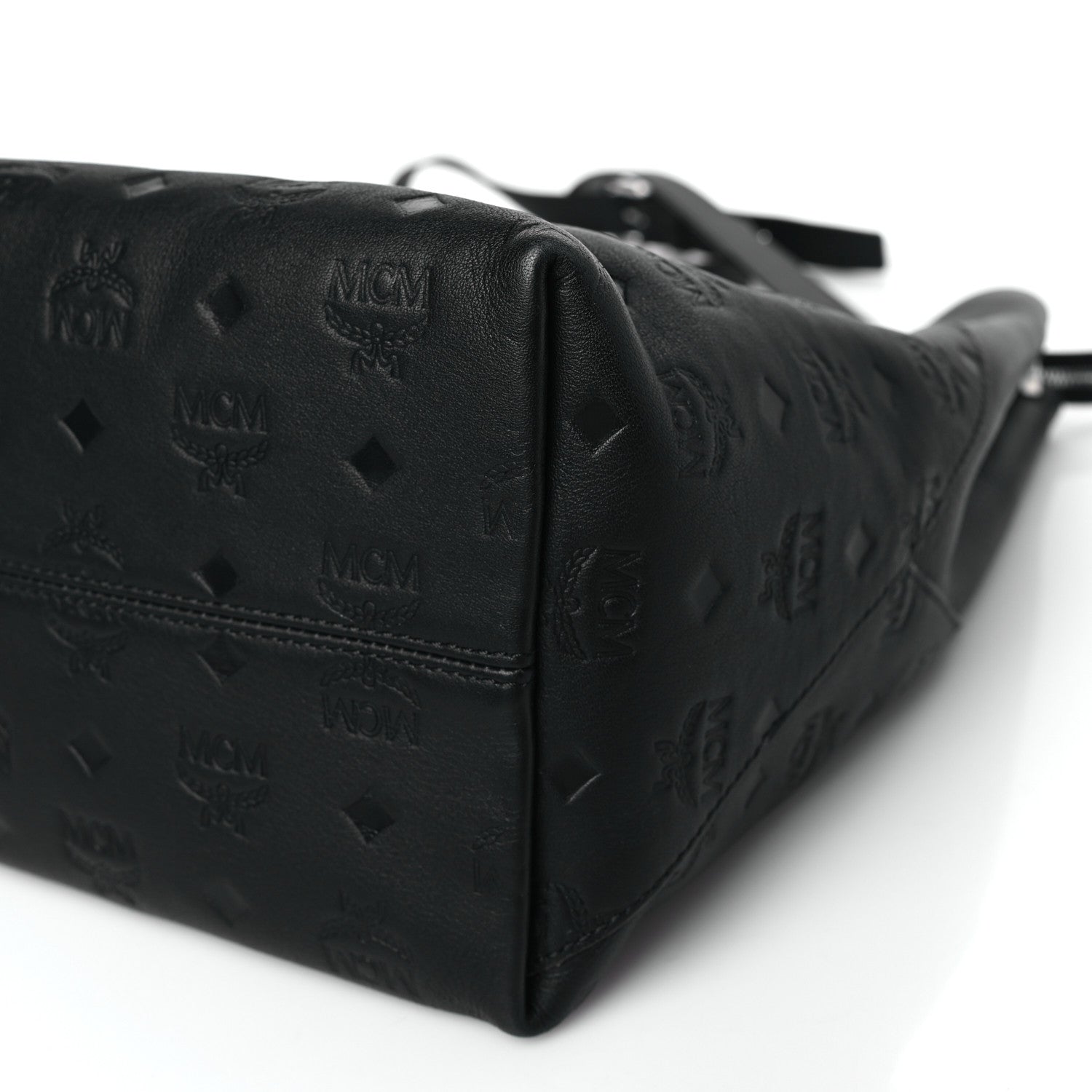 MCM Calfskin Ottomar Monogram Large Klara Hobo Black Beige 9 of 9