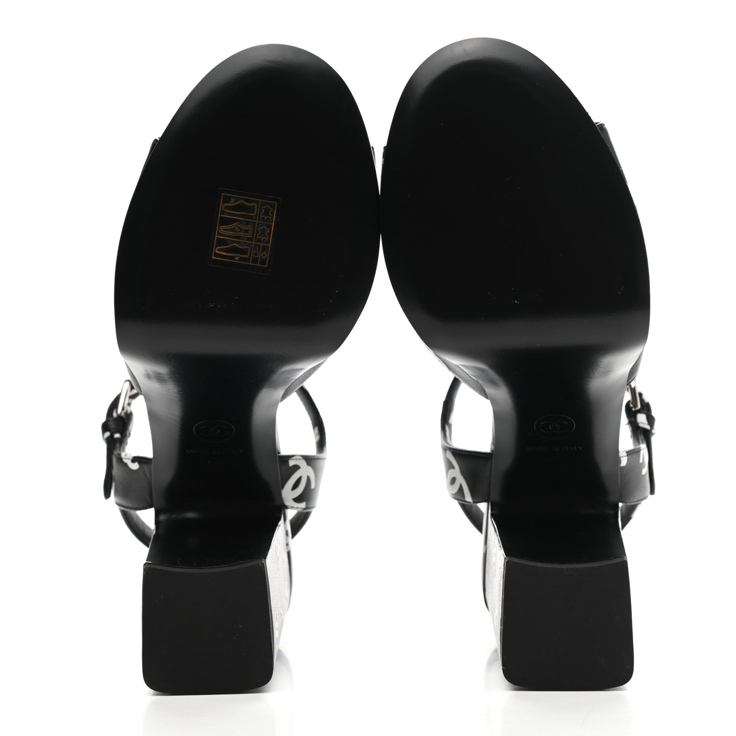 Printed Lambskin Coco Beach Platform Sandals 37 Black White