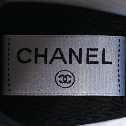 Chanel Fabric Suede Kidskin CC Sneakers 39.5 Navy White 7 of 9