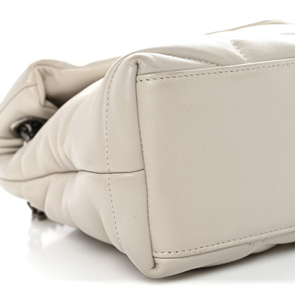 Saint Laurent Lambskin Quilted Small Loulou Puffer Monogram Chain Satchel Blanc Vintage 9 of 11