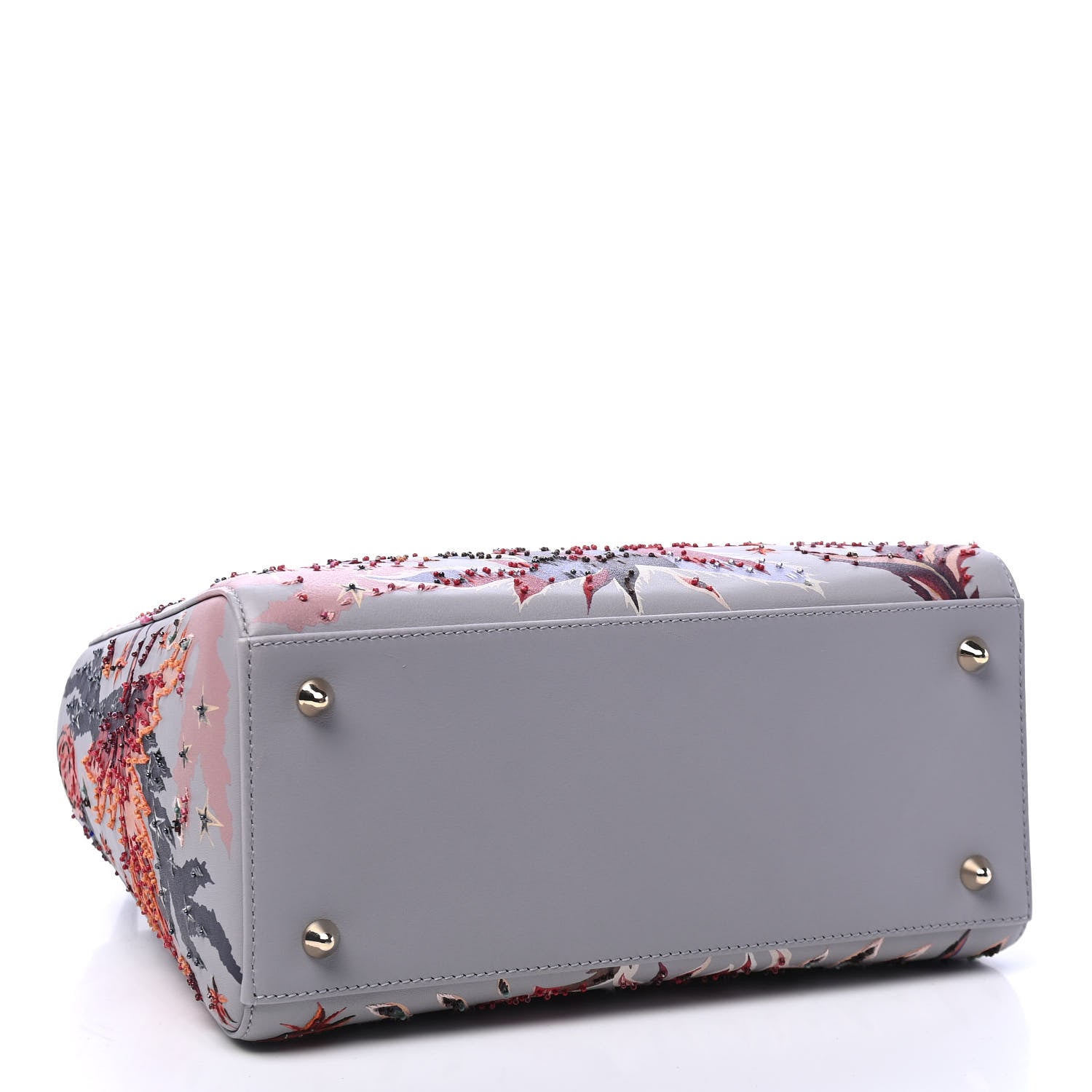 Christian Dior Calfskin Beaded Printed Medium Lady Dior Light Grey Multicolor 3 of 5