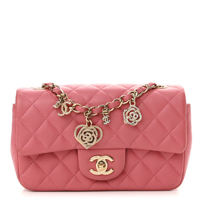 Chanel Lambskin Quilted Valentine Charms Mini Rectangular Flap Pink 1 of 13