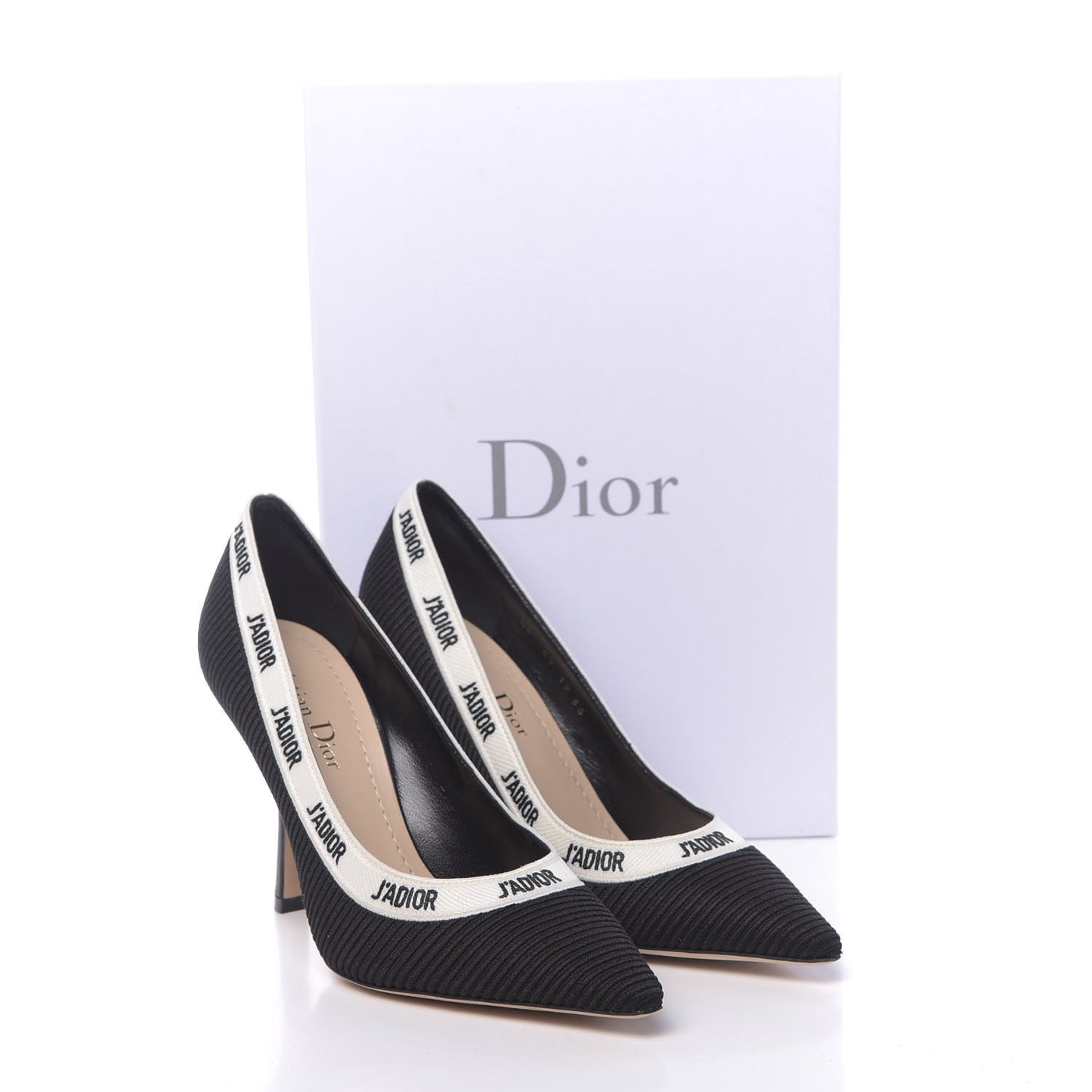 Technical Canvas Ribbon Embroidered J'Adior 100mm Pumps 36 Black