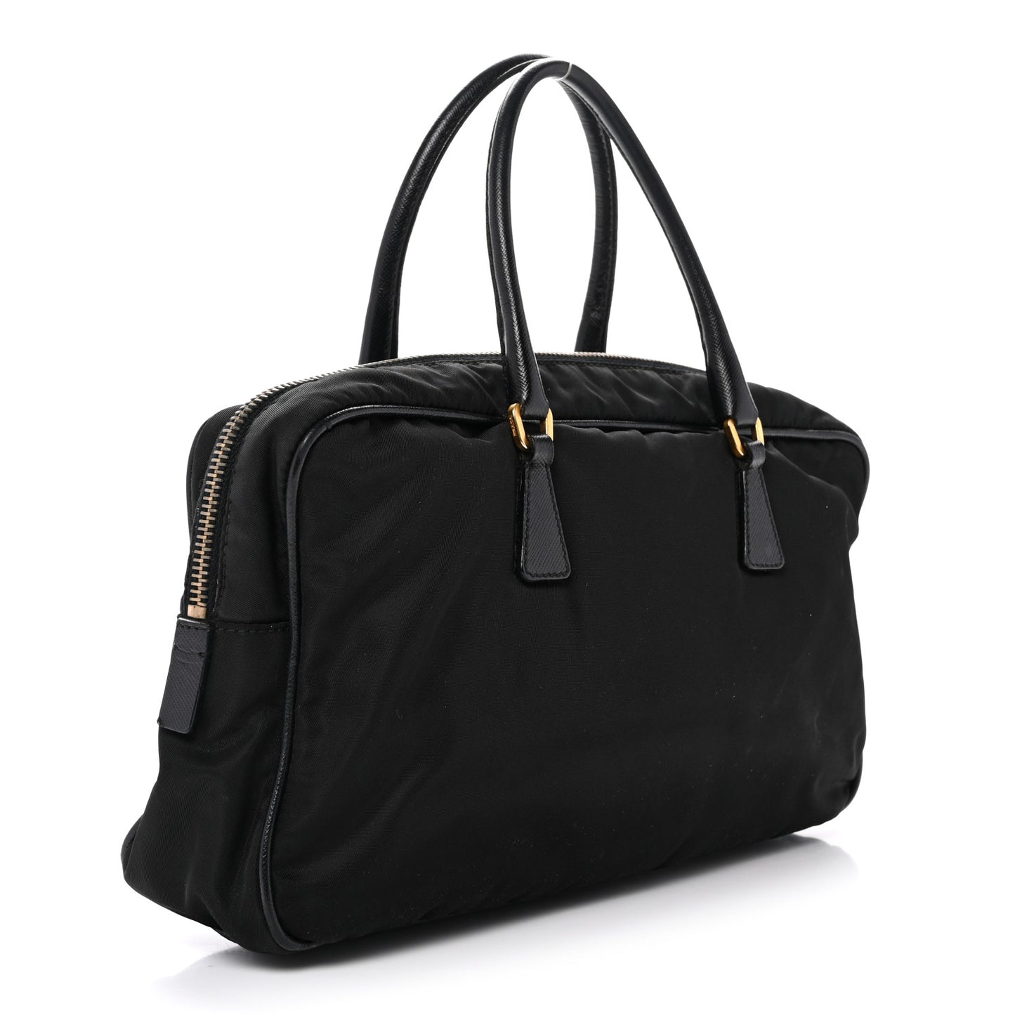 Nylon Saffiano Small Top Handle Bag Black