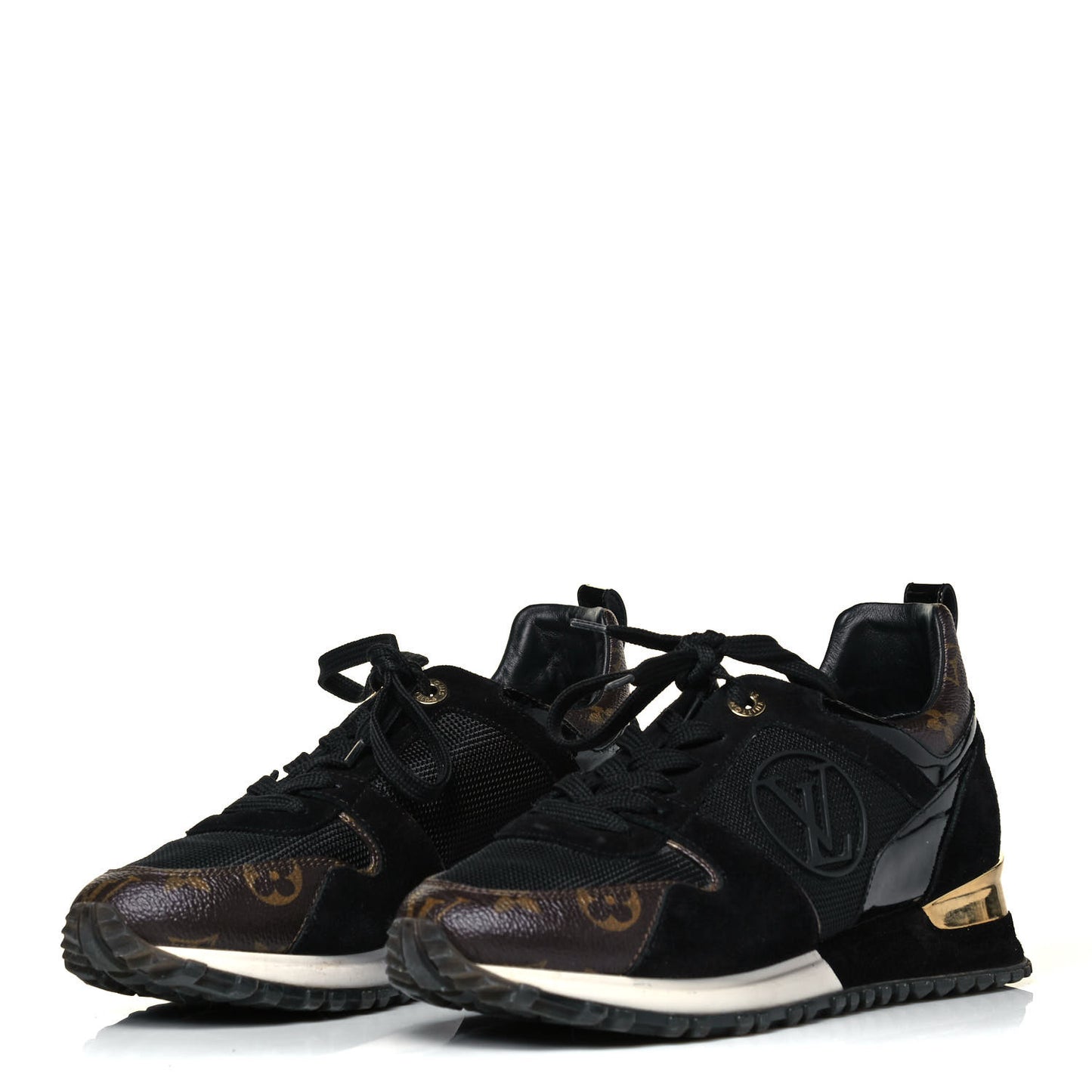 Suede Monogram Run Away Sneakers 37 Black