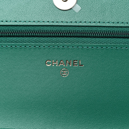 Chanel Lambskin Quilted Wallet On Chain WOC Green 5 of 10