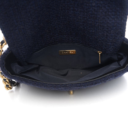 Chanel Tweed Quilted Large 19 Flap Navy Blue 4 of 10