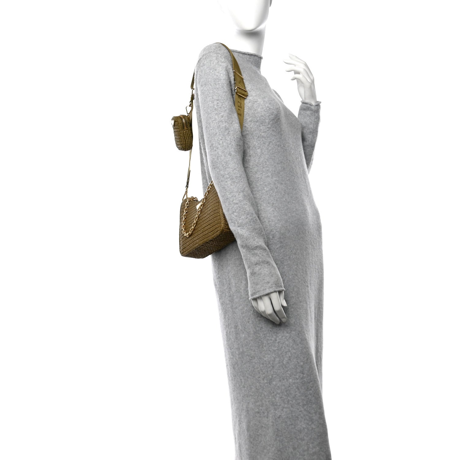 Prada Yarn Raffia Effect Crochet Re-Edition 2005 Shoulder Bag Olive Green 2 of 11