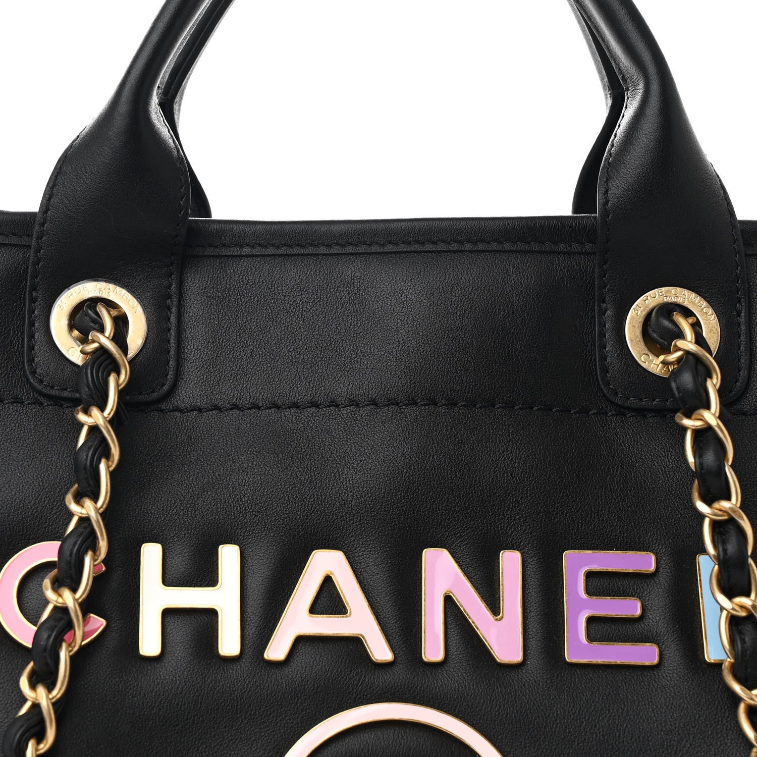 Chanel Calfskin Medium Deauville Tote Black Multicolor 10 of 12