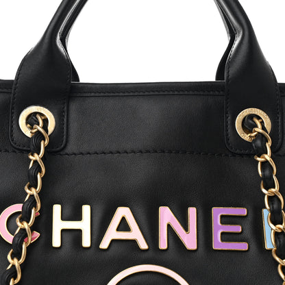 Chanel Calfskin Medium Deauville Tote Black Multicolor 10 of 12