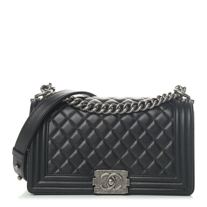 Chanel Metallic Calfskin Quilted Medium Boy Flap Black 1 of 4