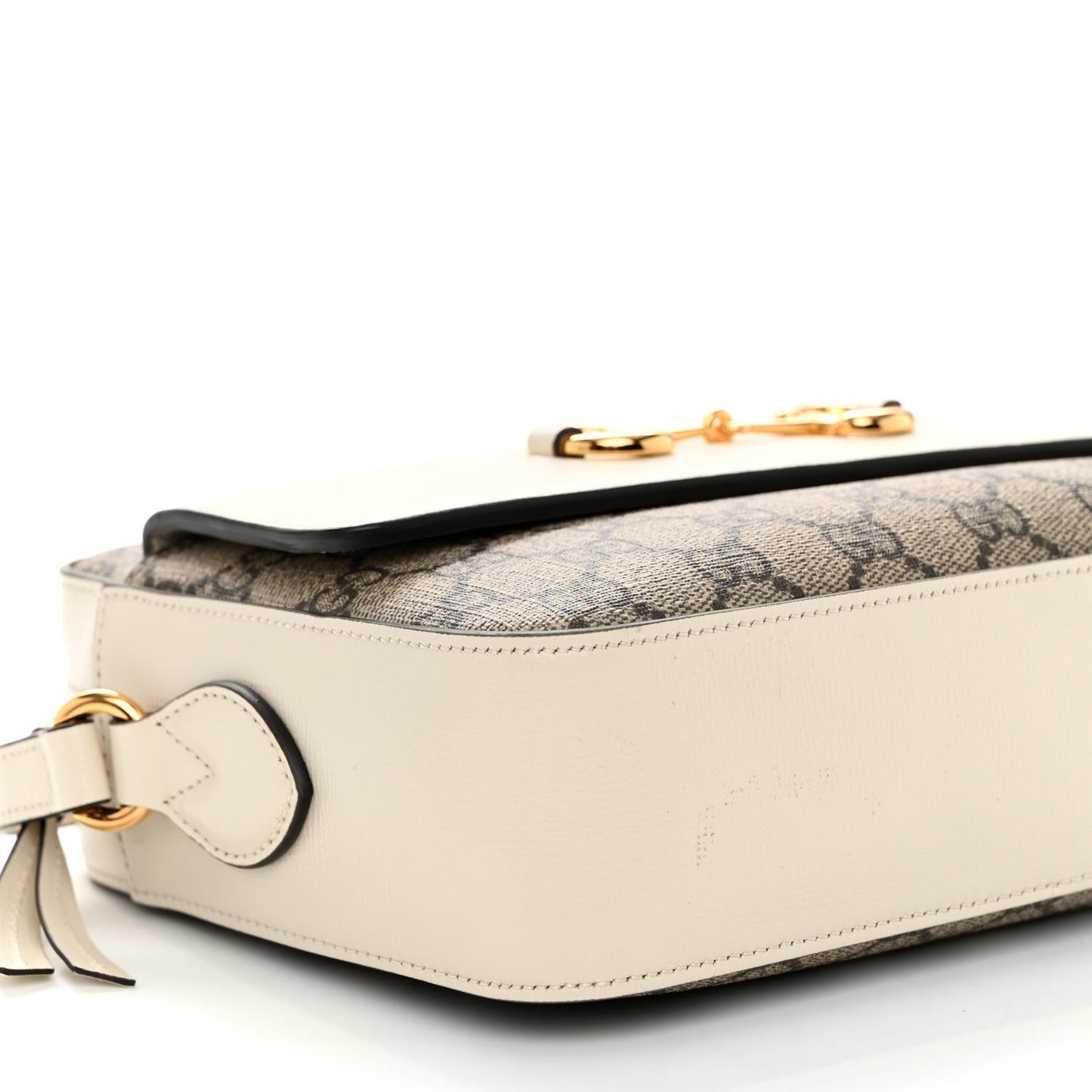 GG Supreme Monogram Small Horsebit 1955 Shoulder Bag Beige Mystic White