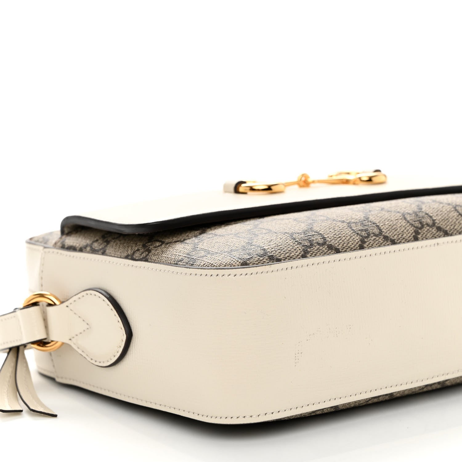 Gucci GG Supreme Monogram Small Horsebit 1955 Shoulder Bag Beige Mystic White 9 of 10