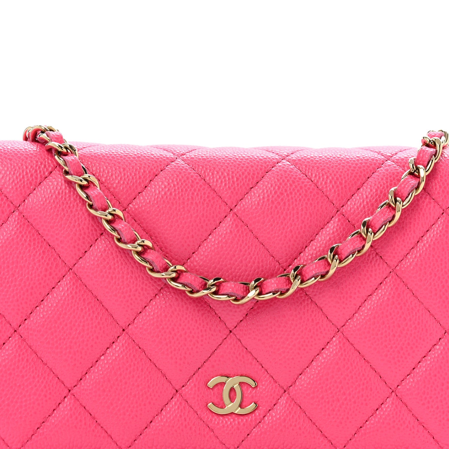 Chanel Caviar Quilted Wallet on Chain WOC Fuchsia 9 of 14