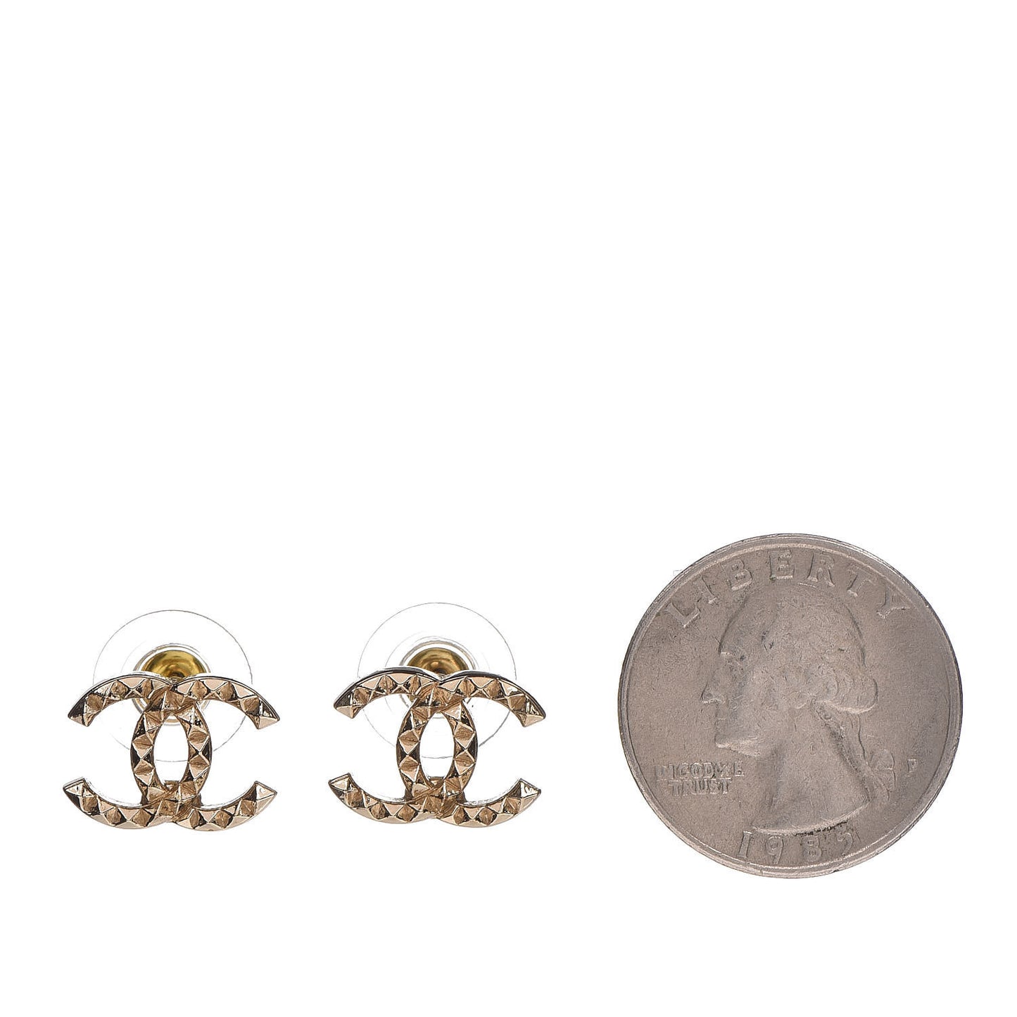 Studded CC Earrings Gold