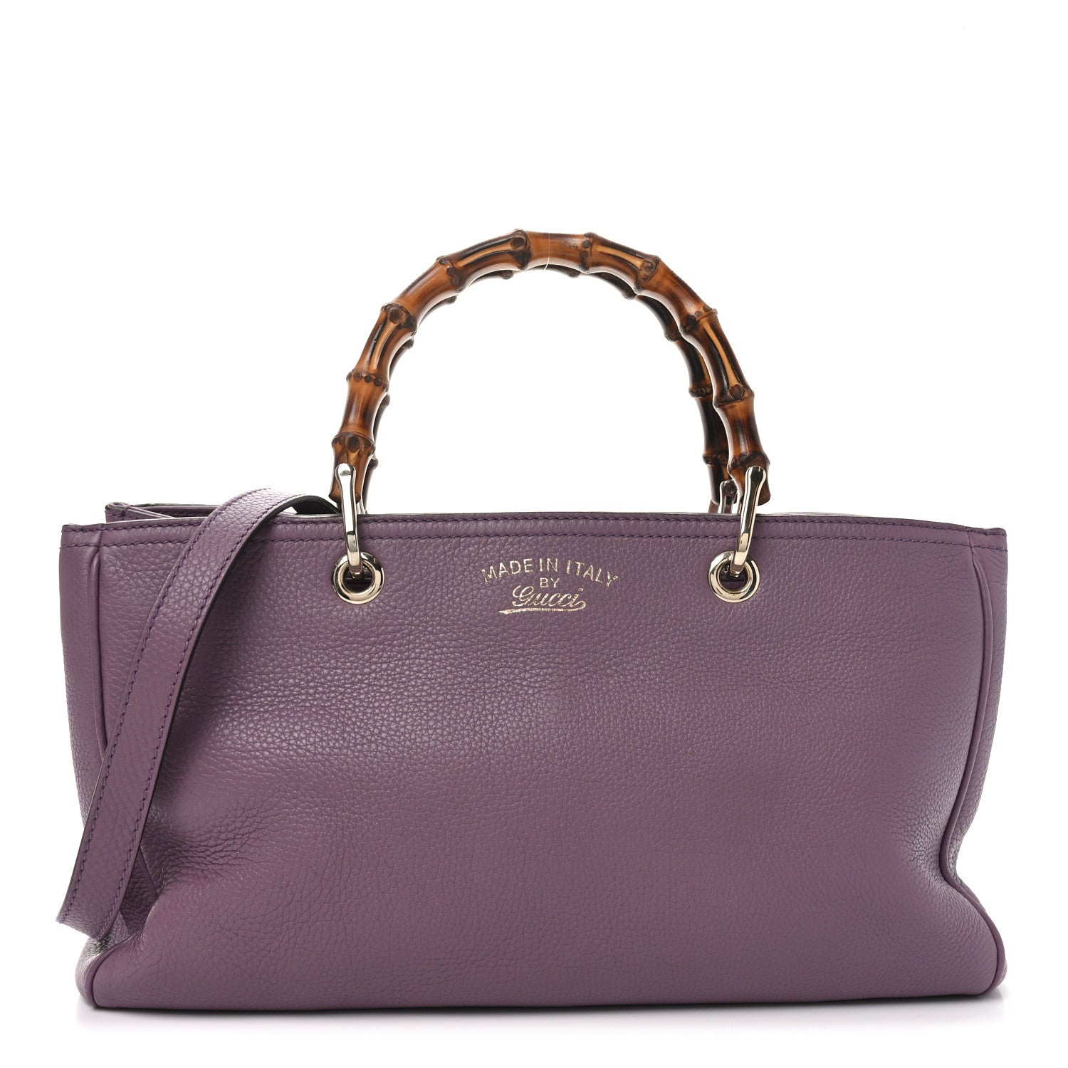 Gucci Pebbled Calfskin Medium Bamboo Shopper Tote Purple 1 of 10