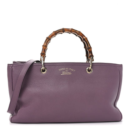 Gucci Pebbled Calfskin Medium Bamboo Shopper Tote Purple 1 of 10