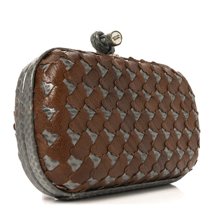 Bottega Veneta Snakeskin Knot Clutch Grey Multicolor 3 of 8