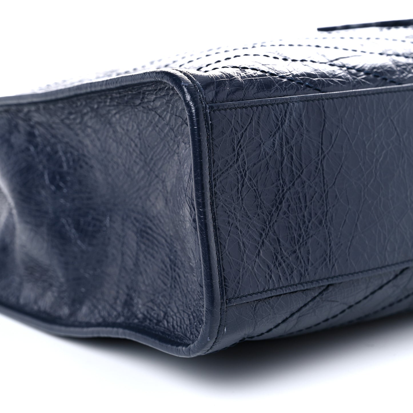 Crinkled Calfskin Matelasse Monogram Niki Shoulder Bag Deep Marine