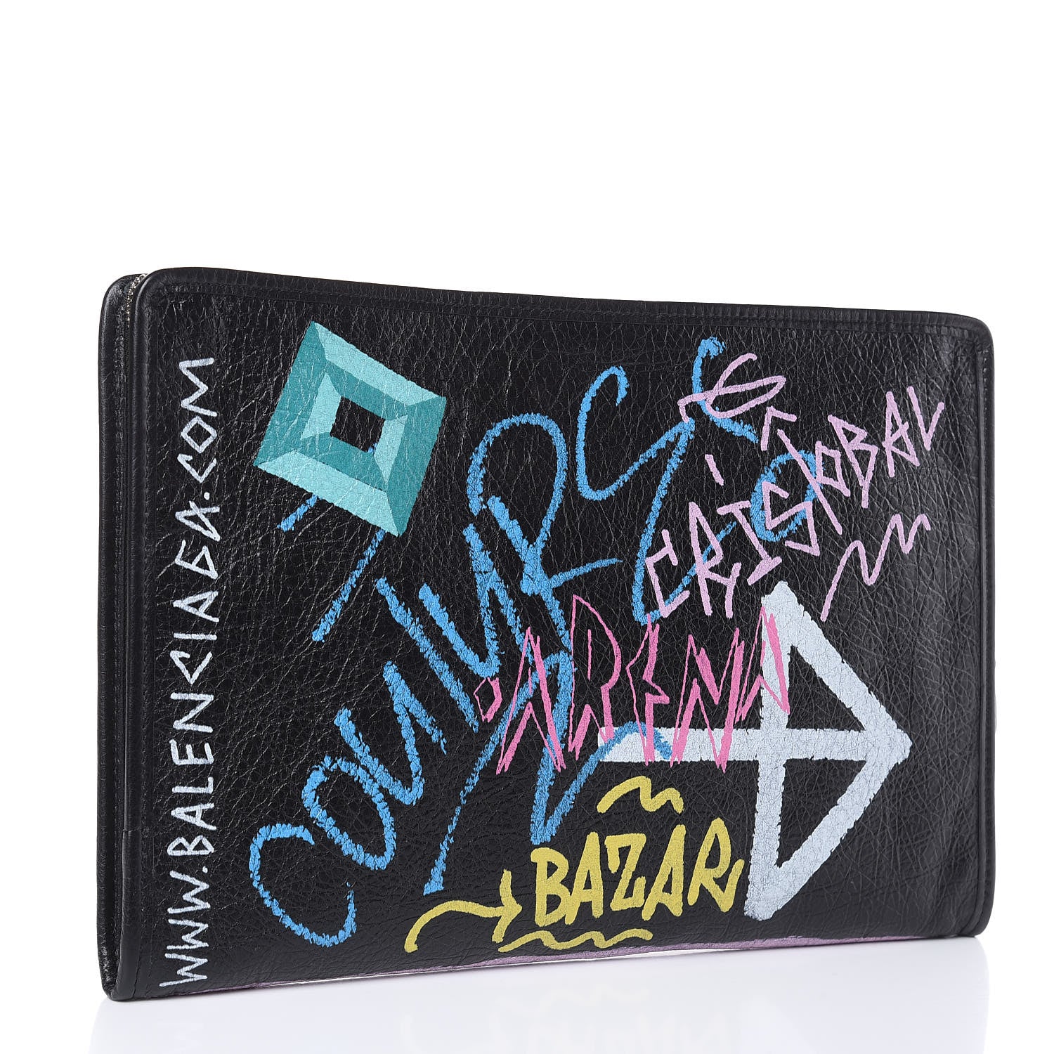 Balenciaga Agneau Arena Graffiti All Over Bazar Pouch Black Multicolor 3 of 10