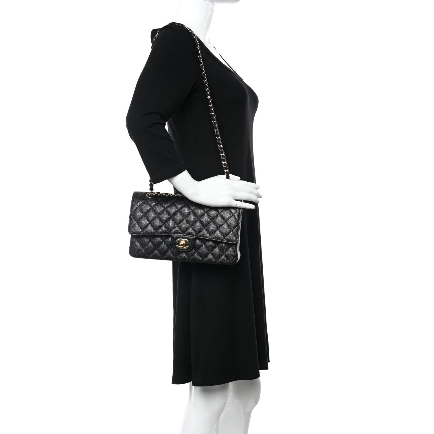 Chanel Caviar Quilted Medium Double Flap Black 2 of 10