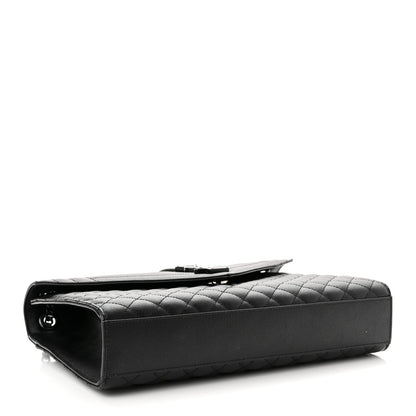 Saint Laurent Grain De Poudre Textured Mixed Matelasse Large Triquilt Monogram Monochrome Satchel Black 4 of 10