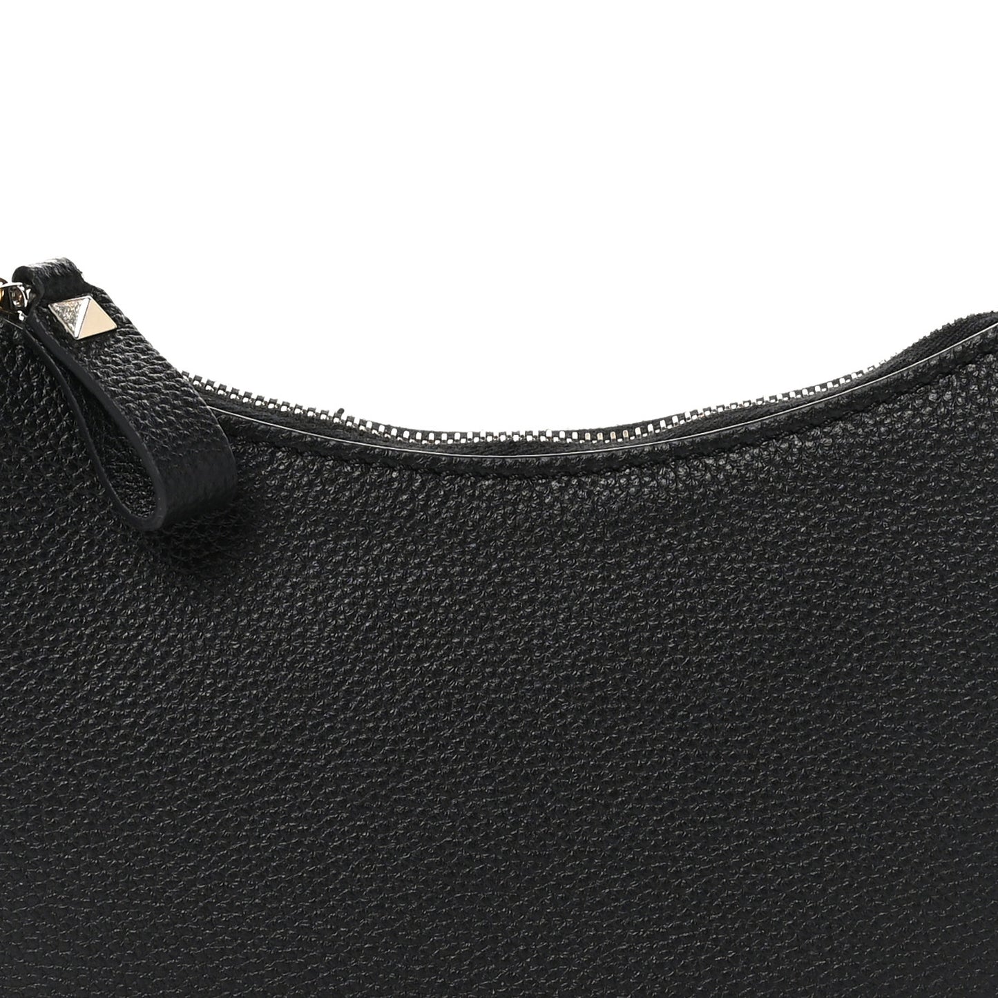 Grainy Calfskin Mini Rockstud Hobo Black