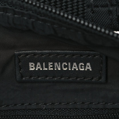 Balenciaga Recycled Sport Nylon Logo Embroidered Wheel Sling Bag Black White 6 of 10