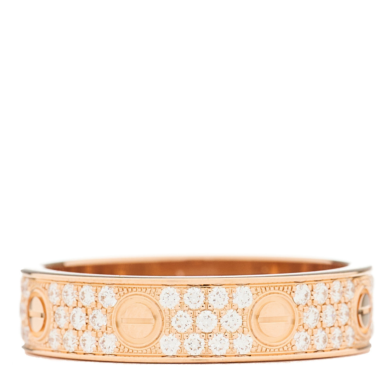 Cartier 18K Pink Gold Diamond Small LOVE Paved Ring 54 7 3 of 5