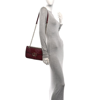 Gucci Lambskin Matelasse Small GG Marmont Shoulder Bag  Rosso Ancora 2 of 10
